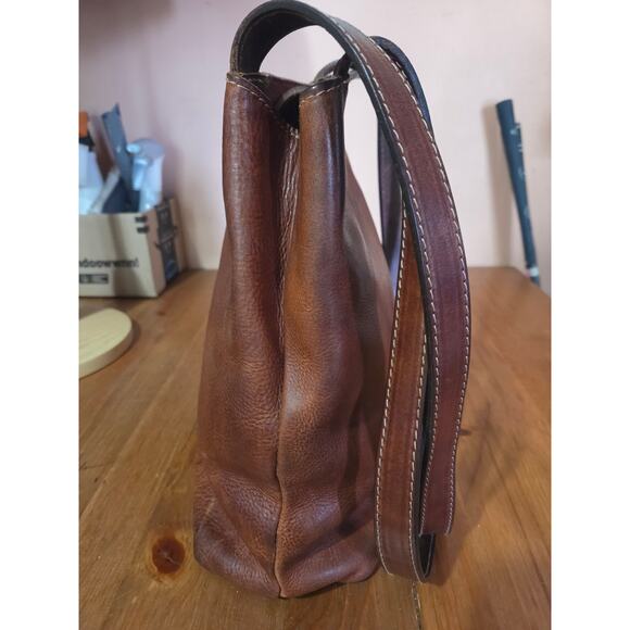 Vintage Italian Leather Boho Hobo Genuine Leather Bag Pelletteria Toro Firenze - Picture 7 of 10